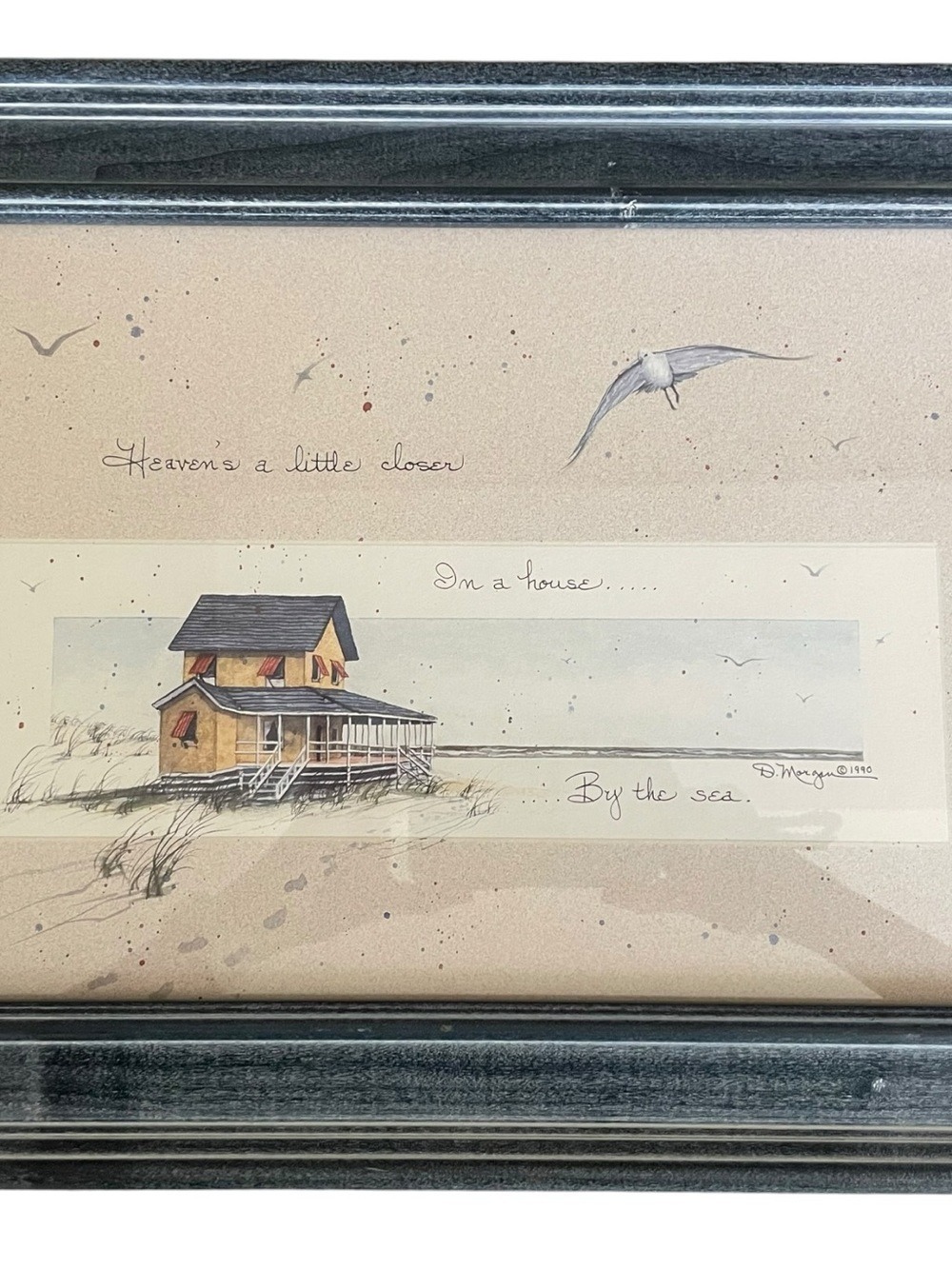 Vintage D. Morgan 1990 Framed Coastal Print “Heaven’s a Little Closer” Beach Art